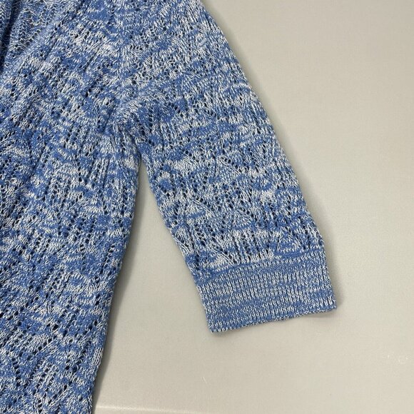 Kim Rogers Cardigan Sweater Open Front Crochet Knit 3/4 Sleeve Blue Womens 1X - Picture 5 of 10